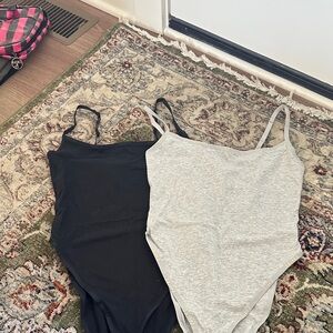 SKIMS Black and Gray Spaghetti Strap Bodysuits